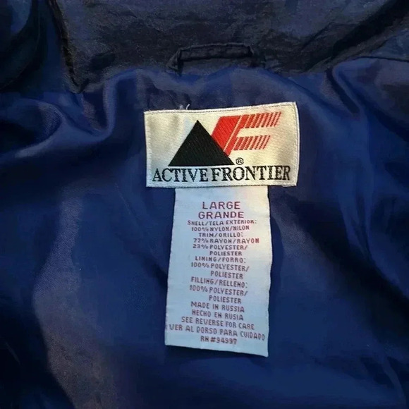 Vintage Active Frontier Men's Large Nylon Windbreaker Jacket - Retro Blue - Picture 5 of 9